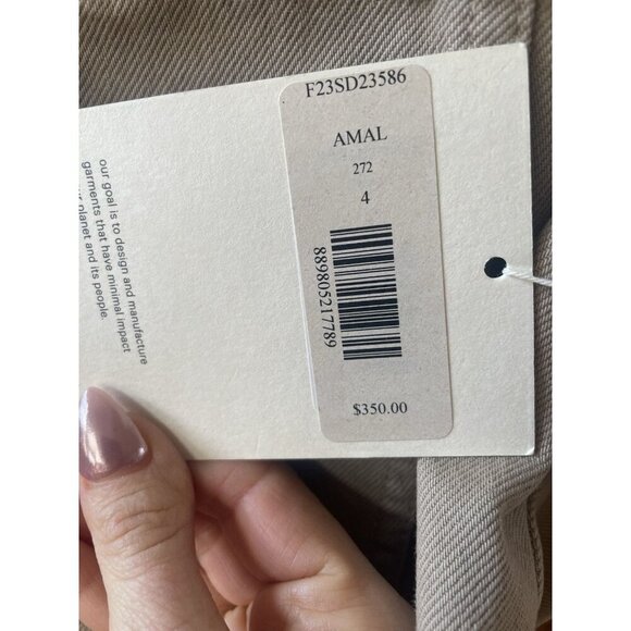 NWT Mara Hoffman Amal Beige Oatmeal Denim Cropped Top Tank Size 4 - Picture 11 of 12